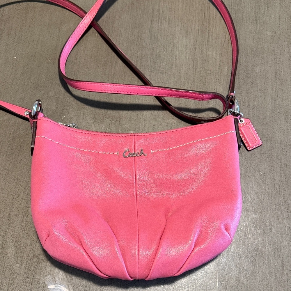 Coach Bright Pink Pebbled Leather Crossbody Bag